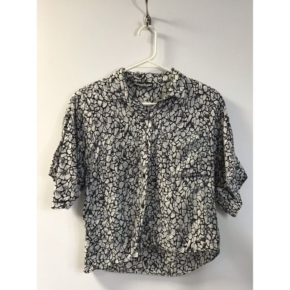 Vintage/Retro Stoplight of California Crop Shirt Size Medium Black Blouse Top 🤍 - Picture 2 of 5